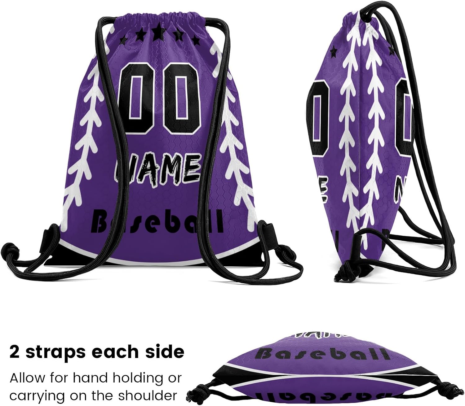 Custom Drawstring Backpack Personalized Football Bulk Beach Draw String Bags with Name Number for Small Business Swim Sport Camping Vacation Travel Gym Men Women-20 PCS
