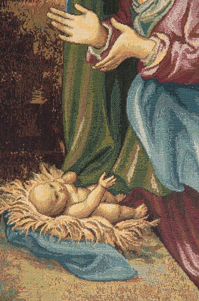 Charlotte Home Furnishings Inc. Madonna Adoring The Child Italian Tapestry Wall Hanging 26 X 20 Inch Viscose Cotton And Polyester Blend Wall Art Perfect For Home Decor And Wall Decor By Raphael
