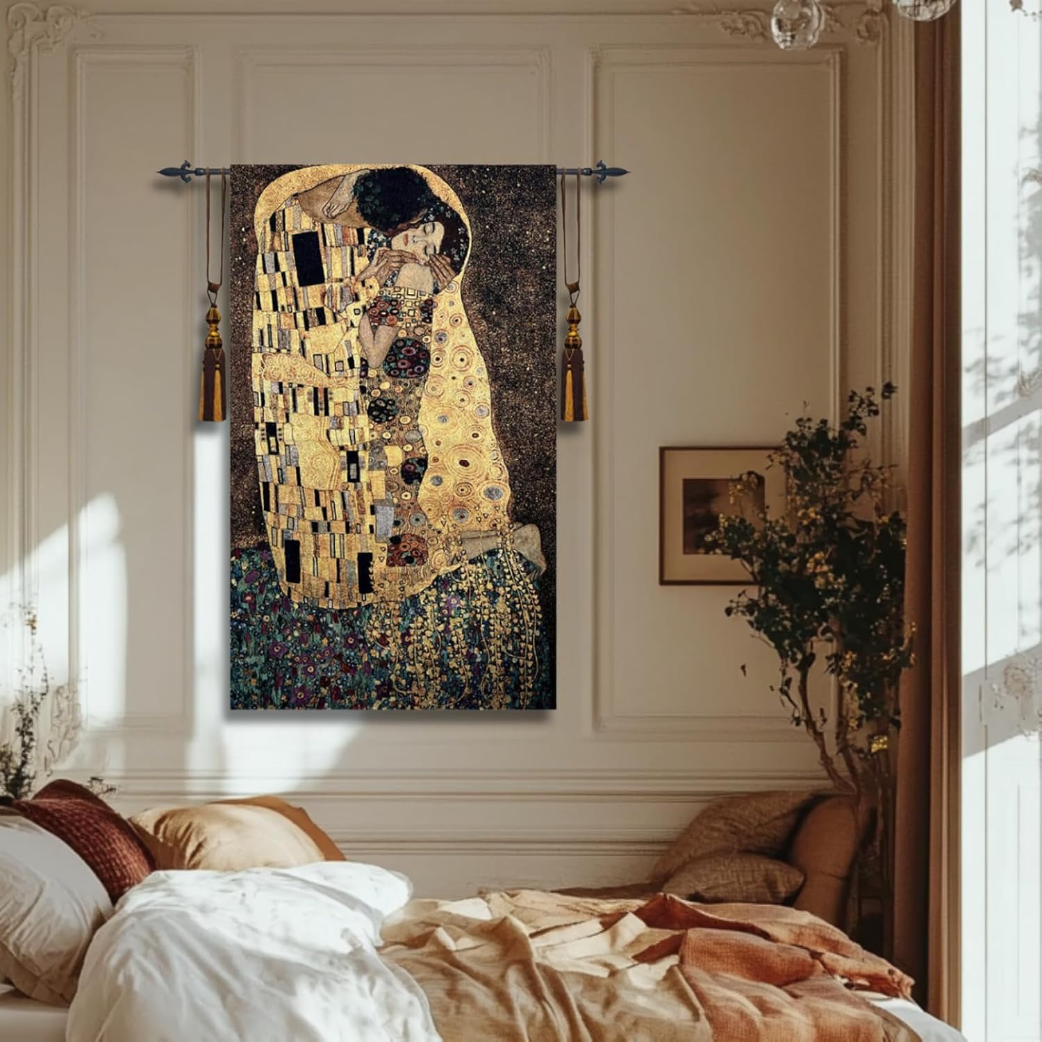 ORIMONY The Kiss by Gustav Klimt Woven Tapestry Wall Hanging, Large Vintage Medieval Tapestry for Room Aesthetic (80L x 54W)