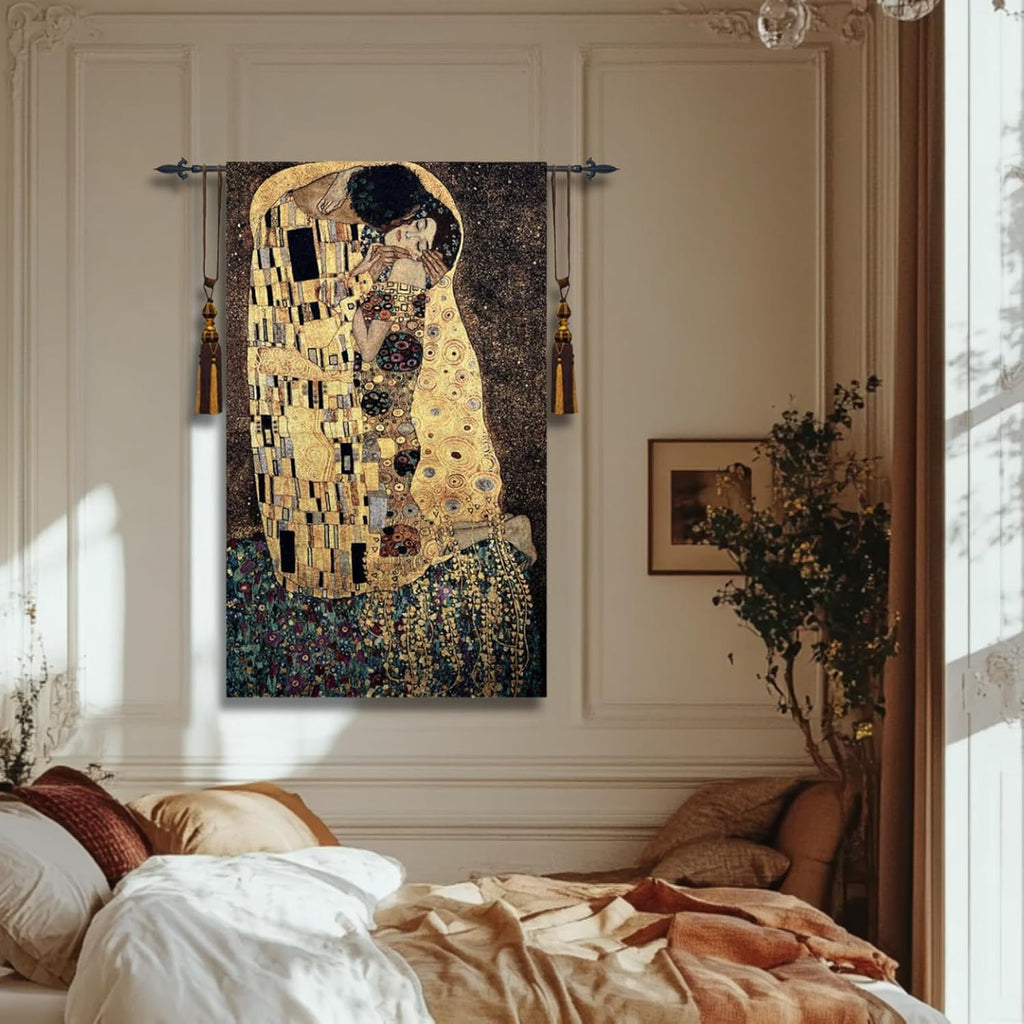 ORIMONY The Kiss by Gustav Klimt Woven Tapestry Wall Hanging, Large Vintage Medieval Tapestry for Room Aesthetic (55L x 35W)