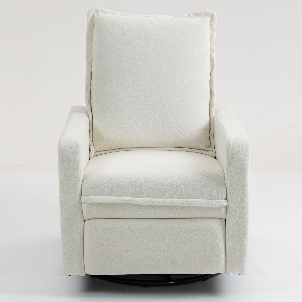 ERYE Modern Manual Reclining Chair Lovely Swivel Glider Rocker Chair for Living Room Bedroom Studio, Manual Recliner Armchair 360° Swivel Boucle Upholstered Nursery Armchair