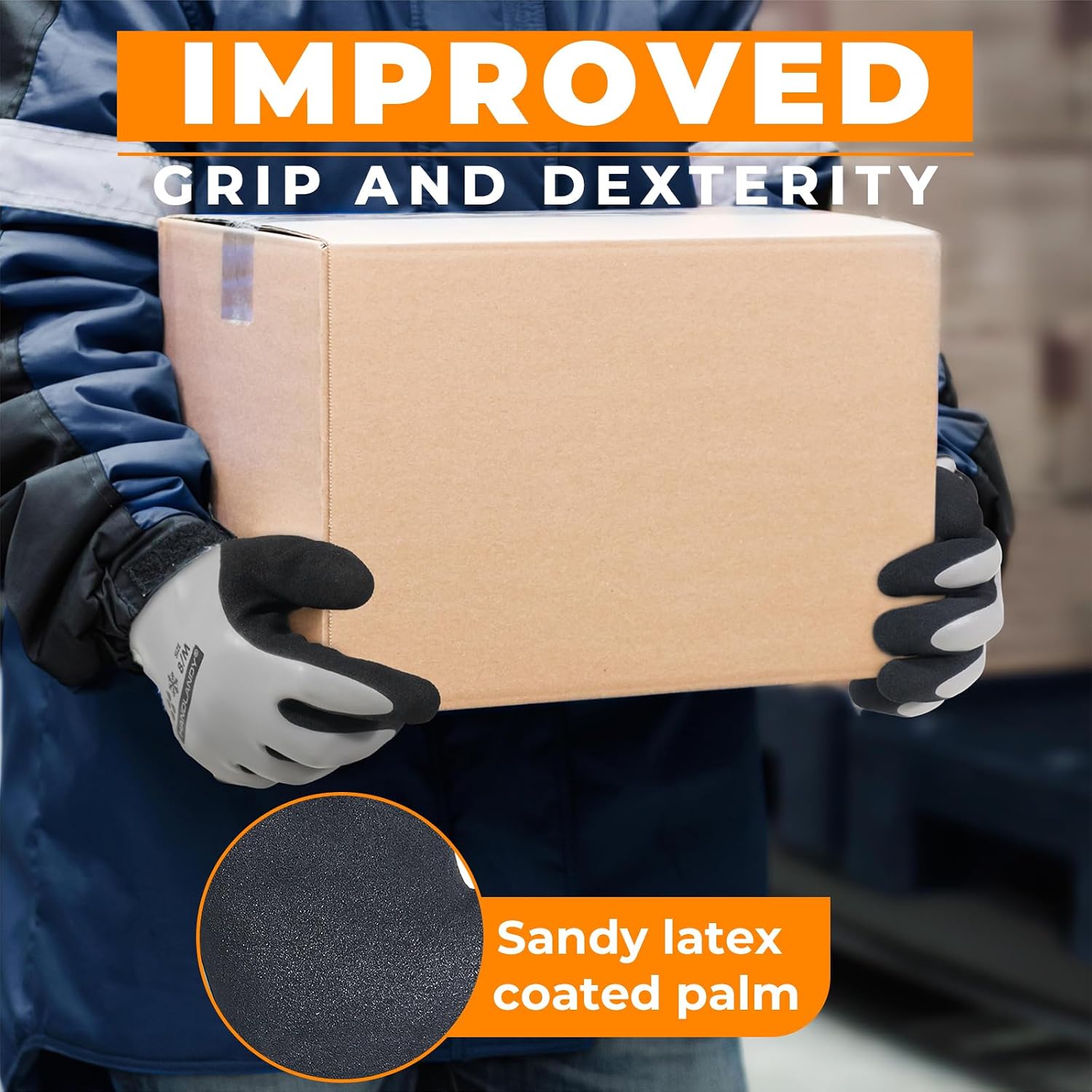 HANDLANDY 2 Pairs Waterproof Work Gloves for Cold Weather, Insulated Winter Freezer Work Gloves with Grip for Men & Women