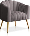 Dewhut Oversized Pumpkin Couch Accent Chair, Modern Comfy Velvet Upholstered Barrel Chairs, Luxury Single Sofa Armchair for Living Room, Waiting Room, Office and Vanity, (Grey)