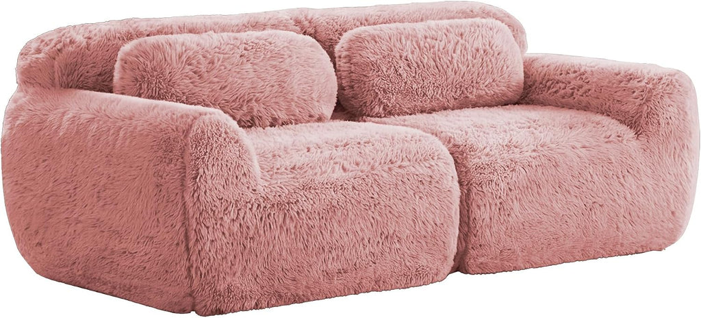 80-Inch Boneless Love Seat Couches in a Box, 2 Seat Modular Foam Cloud Sofa Floor Compressed Loveseat Couch W/Angle Armrests for Home Apartments Bedroom Living Room