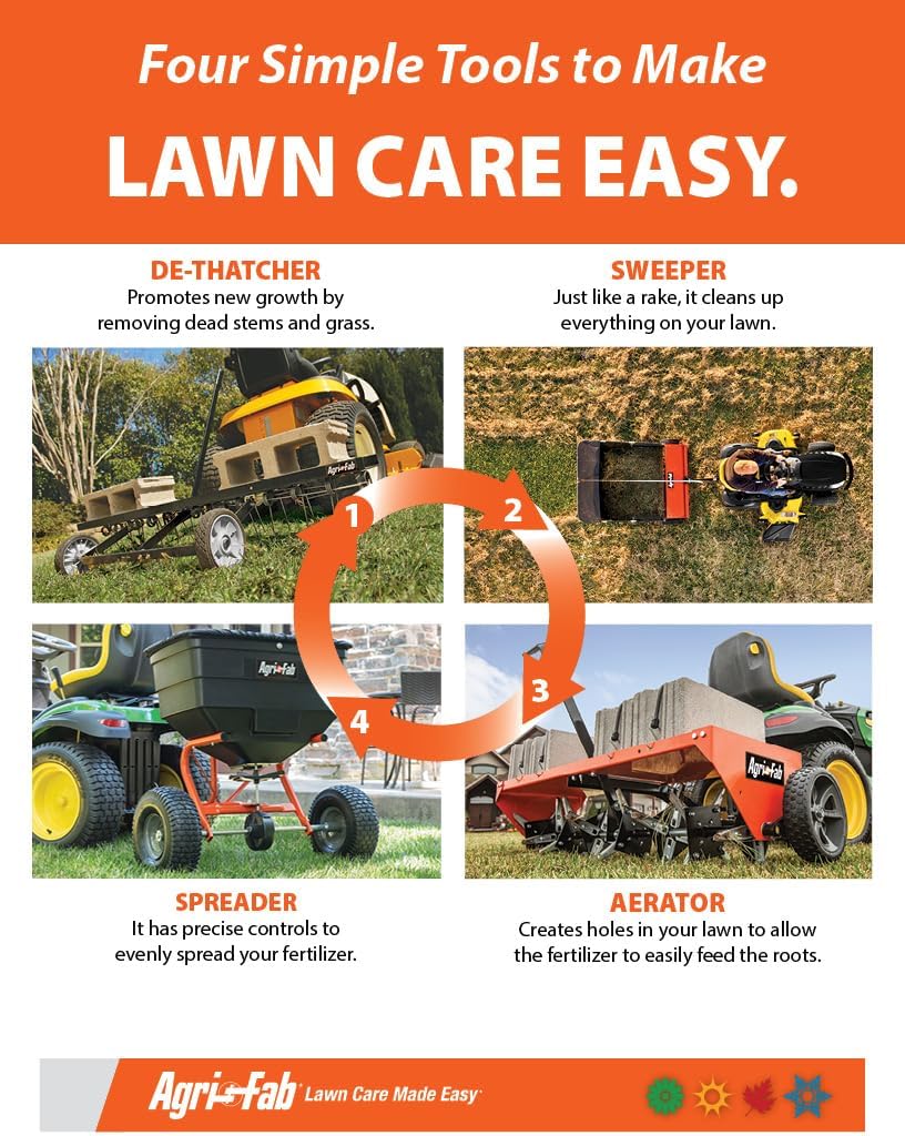 Agri-Fab 48 In Tow Behind Lawn Plug Aerator with 32 Galvanized Knives and Universal Hitch