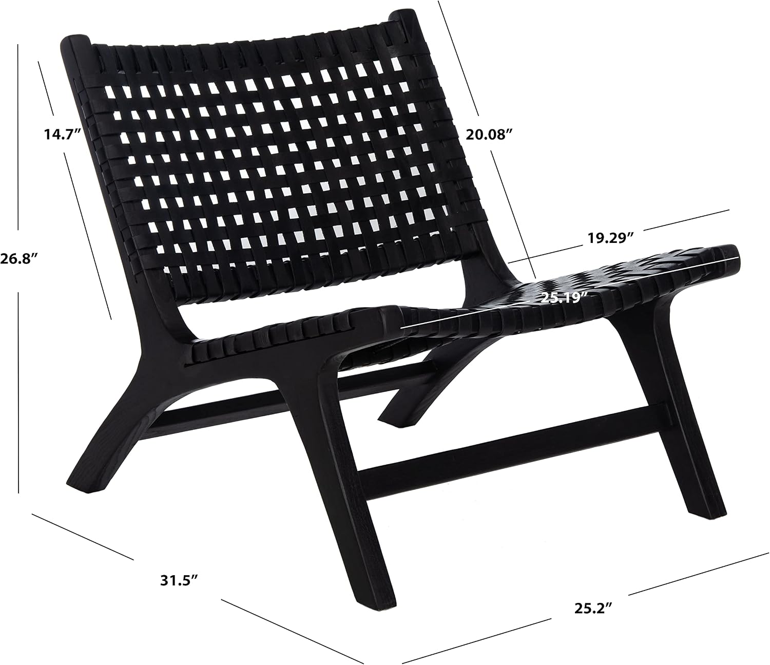 Safavieh Home Luna Black and Black Leather Woven Accent Chair