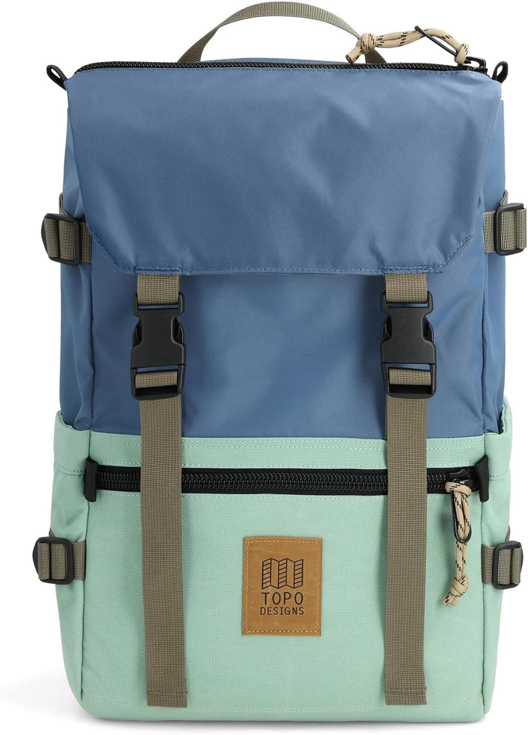 Topo Designs Rover Pack Classic Backpack - Daily Bag for Commutes, Day Trips, Hikes, Iconic Denver Design, PFAS-Free, Fair Trade (Stone Blue/Ash Green)