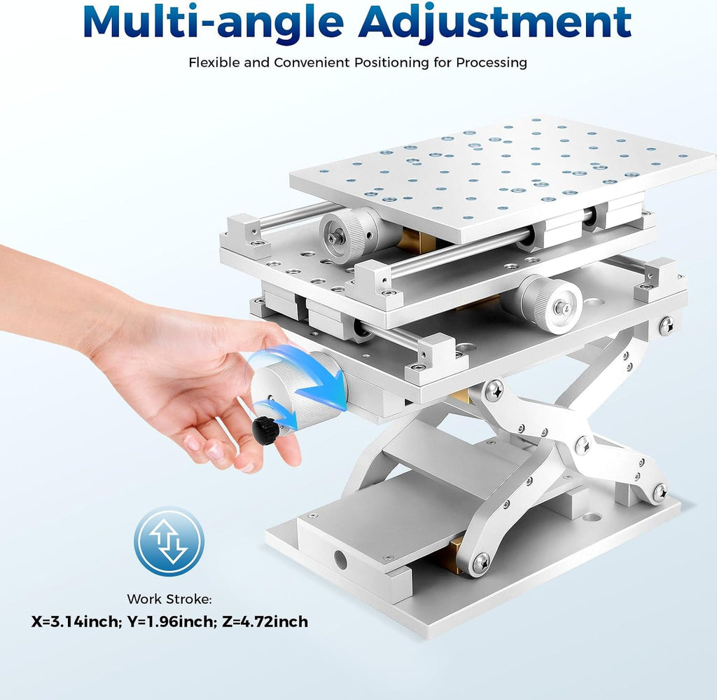 XYZ 3 Axis Moving Workbench, 3D Positioning Moving Table Laser Marking Engraving Machine, Portable Aluminum Alloy Working Table