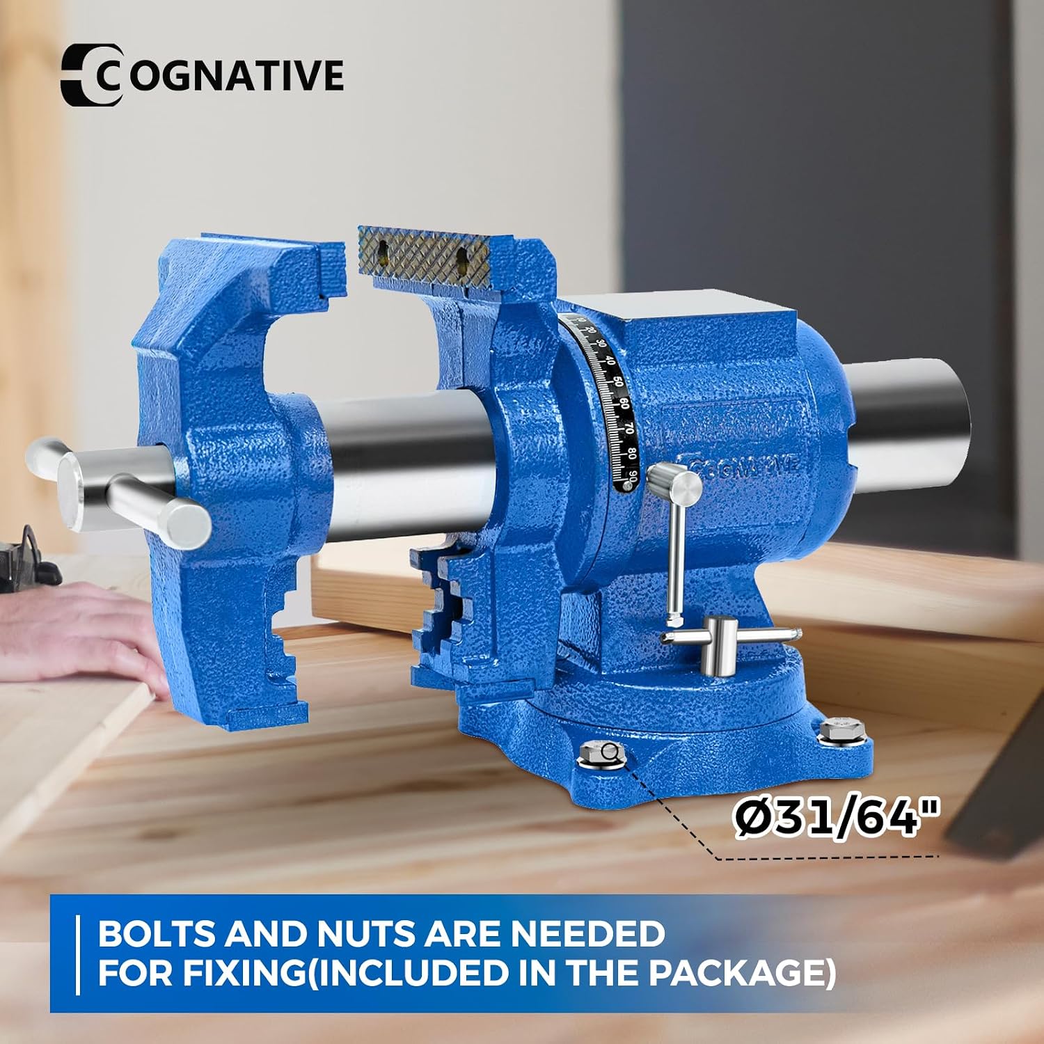 6-Inch Heavy Duty Bench Vise Ductile Iron Bench Vise 360° Multi-Purpose Bench Vice with Anvil, Clamp force 9900lbs, Blue Swivel Vise