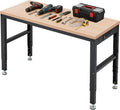 Antifir 48' Adjustable Workbench，Heavy Duty Wood Work Bench 2000 Lbs Load Capacity,Work Table with Power Outlet for Garage, Workshop, Office, Home
