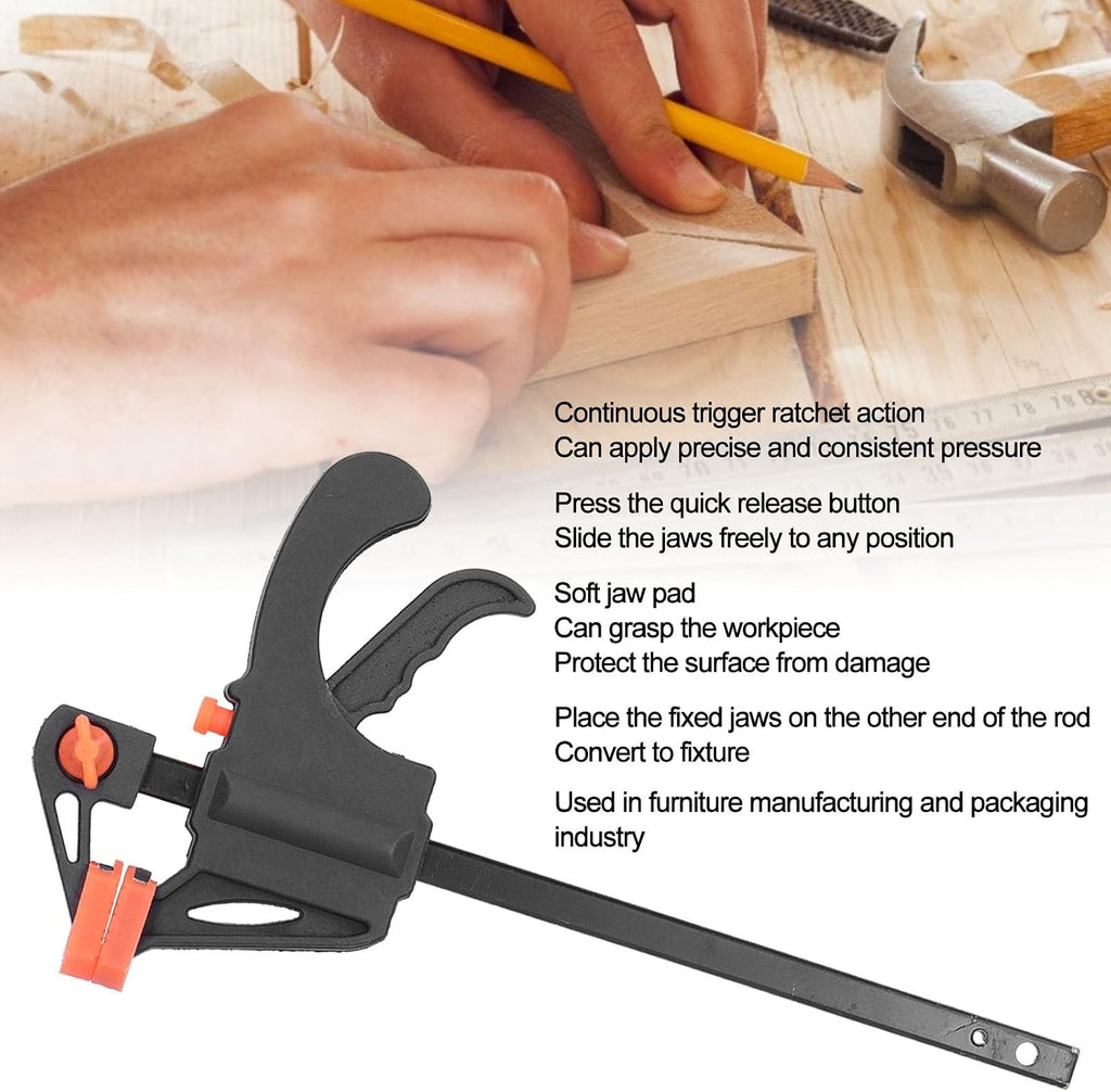 Professional Ratchet Bar Clamp Heavy Duty Quick Release Woodworking F Clamp for Furniture Making Packaging ABS Iron Construction (24 inch)