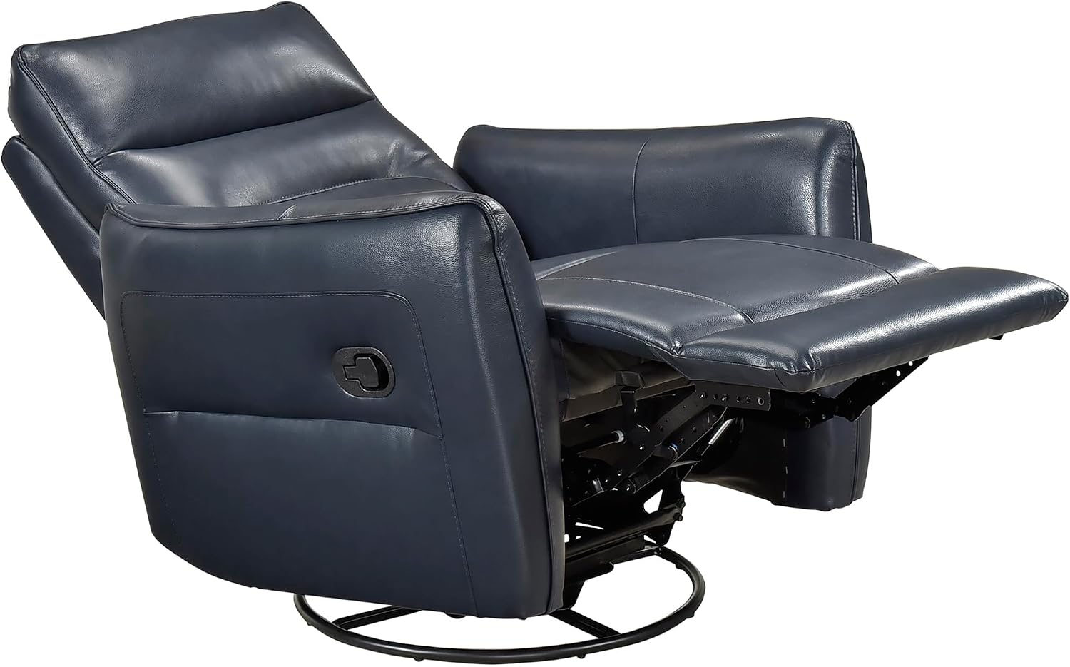 Lexicon Swivel Glider Reclining Chair, Top Grain Leather Match Manual Recliner, Comfy Nursery Glider Recliner, Swivel Reclining Chair for Living Room/Office/Bedroom/Apartment, Dark Blue
