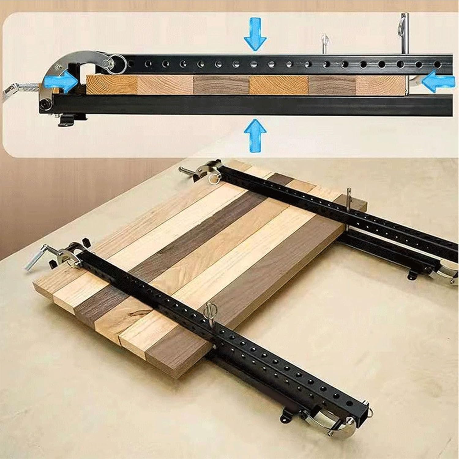Panel Clamp, Heavy Duty Steel Pipe Parallel Clamp for Woodworking, with Parallelogram Coupler and Powder Coating, Fits Panels up to 24 Inches Wide and 3 Inches Thick