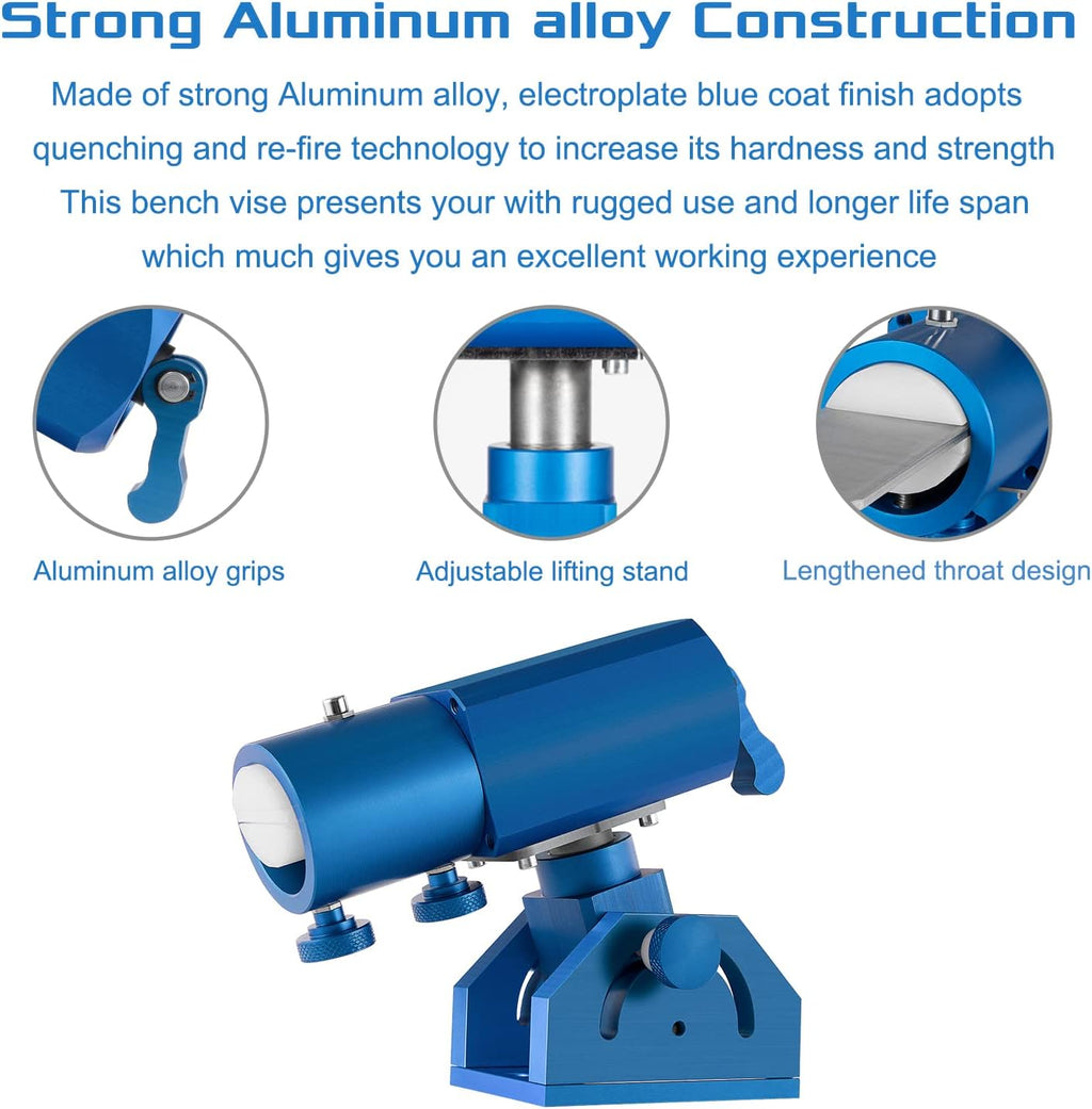Sunluway-Three-Axis Blade Light Duty Workshop Knife Vise Tool, with 360-degree Swivel Base for Home or Industrial Craftsmen (Blue)