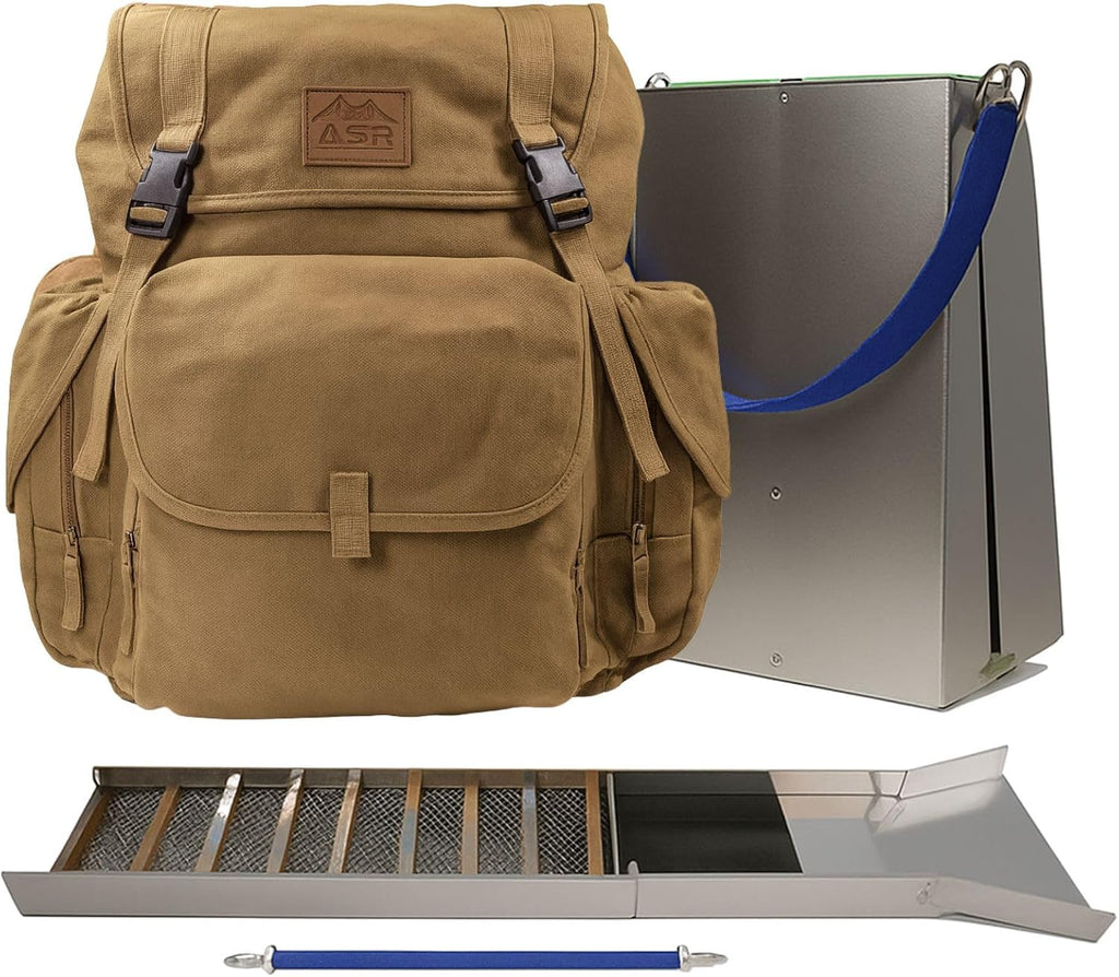 ASR Outdoor 50' Aluminum Folding Sluice Box for Gold Prospecting Backpack Set, Desert Khaki