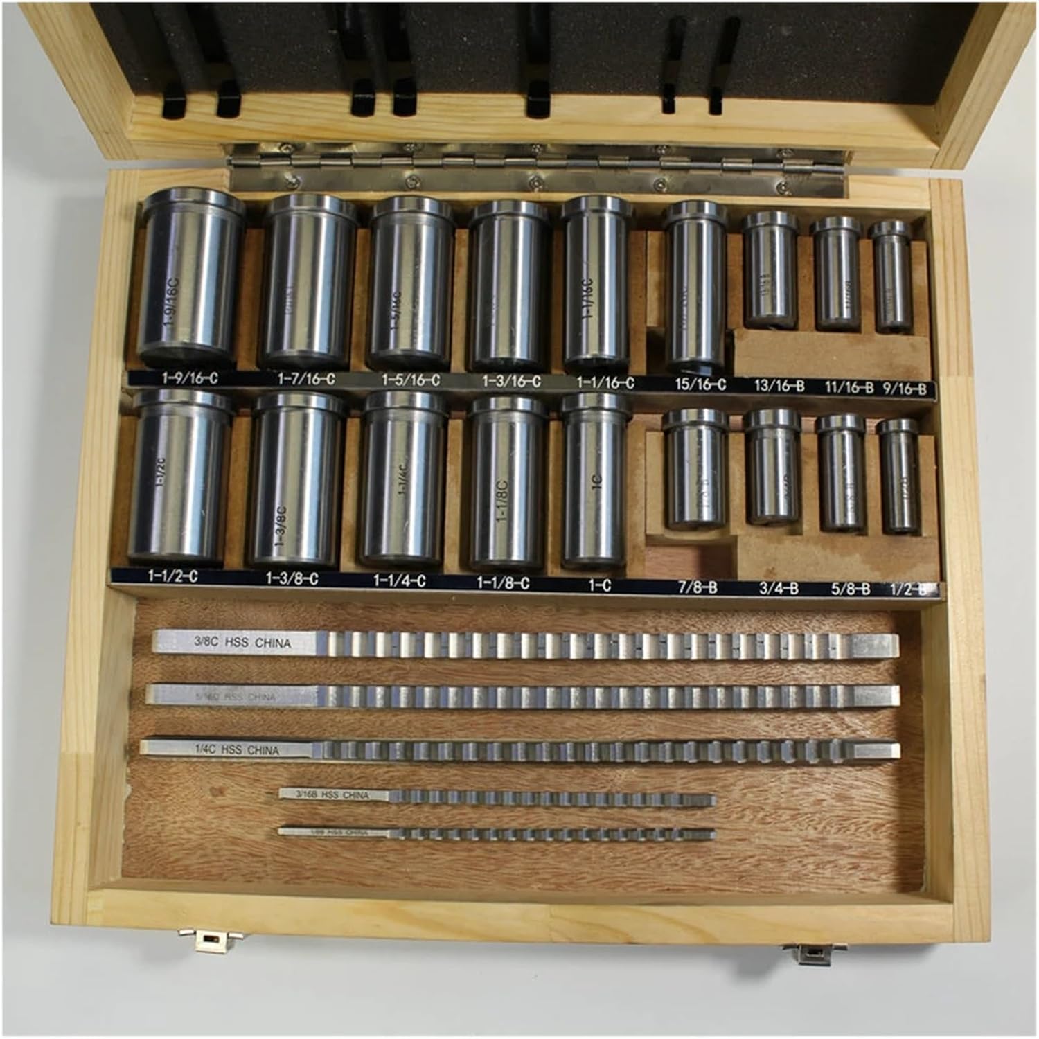 Push Type Keyway broaches 30pcs Keyway Broach Set Inch Sized 5pcs Broaches 1/2''-1-1/2'' 18pcs Bushings and 7pcs Shims HSS Keyway Tool