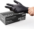 LANON 6-mil Black Nitrile Disposable Gloves, Food-Safe, Powder-Free, Heavy-Duty, Textured Fingertips, Latex-Free, Large