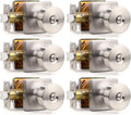 Orger 6 Pack Brushed Nickel Door Knobs Interior, Zinc-Alloy Keyless Silver Door Knob with Lock, Heavy Duty Privacy Square Door Knob for Bathroom and Bedroom