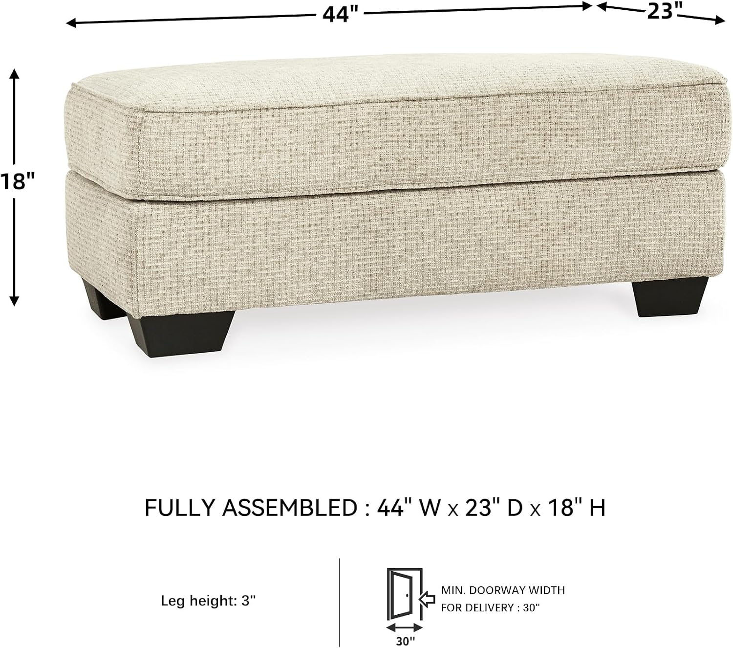 Signature Design by Ashley Monaghan Classic Upholstered Ottoman, Beige