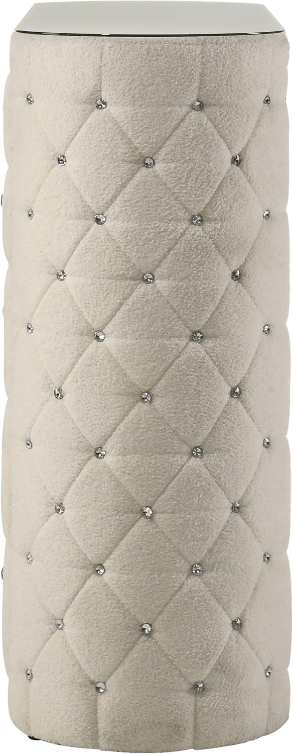 Coaster Home Furnishings - Sonya - Wood - 5-Drawer Chest with Crystal-Like Pulls, Diamond Tufting and Glass Top - Bedroom - Ivory - 360115