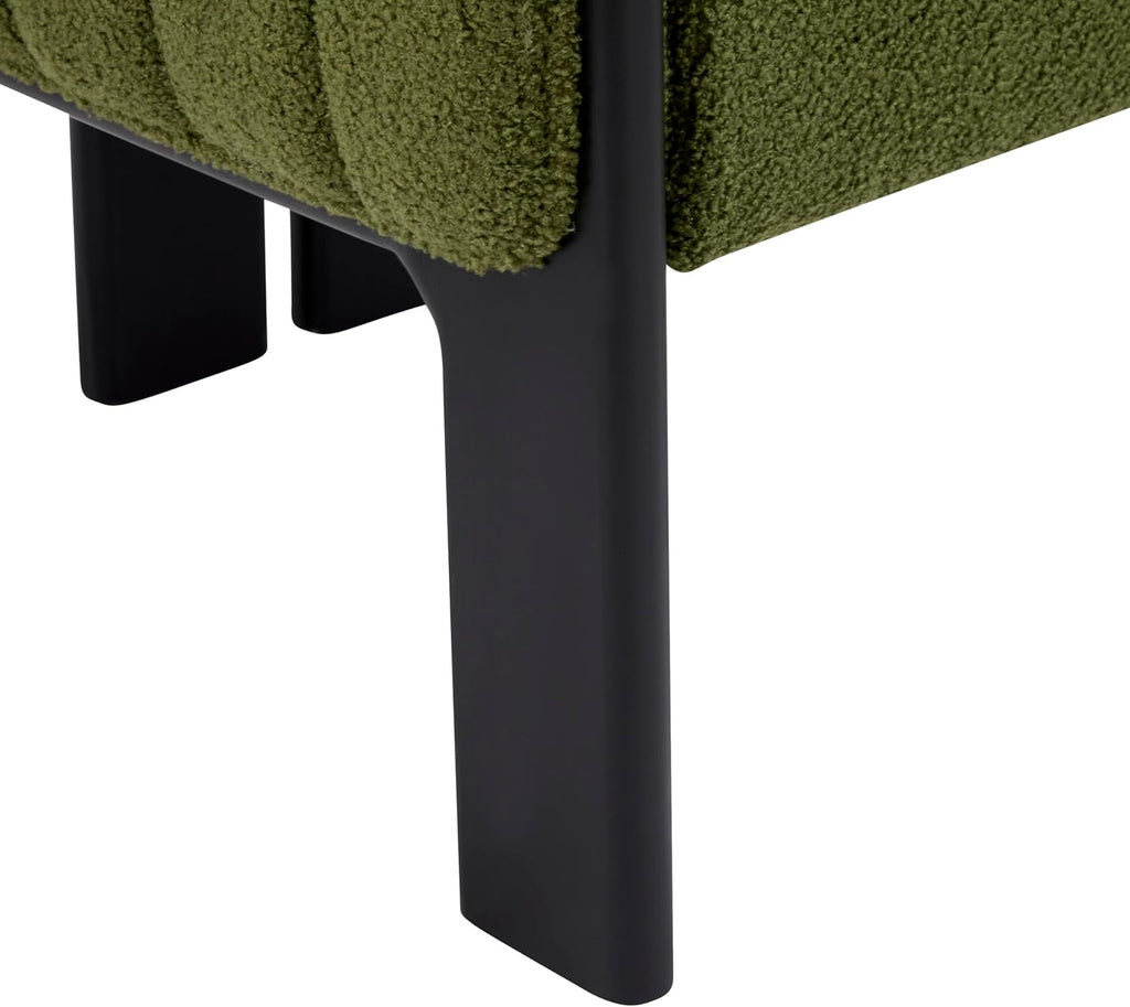 Christopher Knight Home Yusi Boucle Upholstered Dining Chairs Set of 2, Modern Wooden Dining Armchair, Curved Backrest Kitchen Side Chair, Living Room Accent Chair for Extra Seat, Black + Olive Green