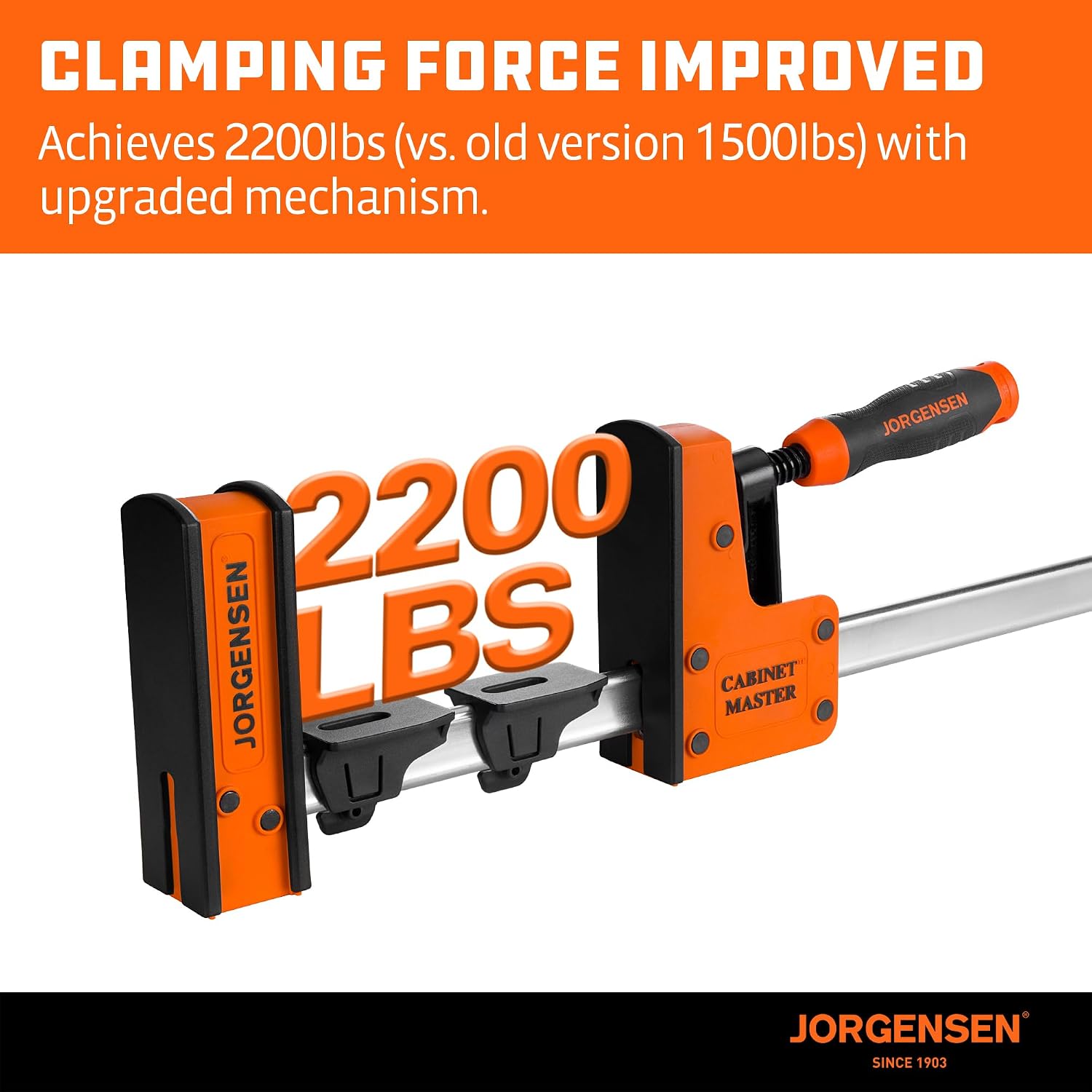 JORGENSEN 36-Inch Parallel Bar Clamp 2-Pack & 3-in-1 Support Block 4-Pack, Heavy-Duty Cabinet Master Clamp for Woodworking Glue-Up, 2200 lbs Force, Quick Release, Spreader Function + Riser Blo