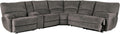 Furniture of America Bretz 121 inches Fabric Upholstered Power Recline Sectional with Cupholders, Wireless Charging and Pillow Top Arms for Living Room, Home Office, Gray