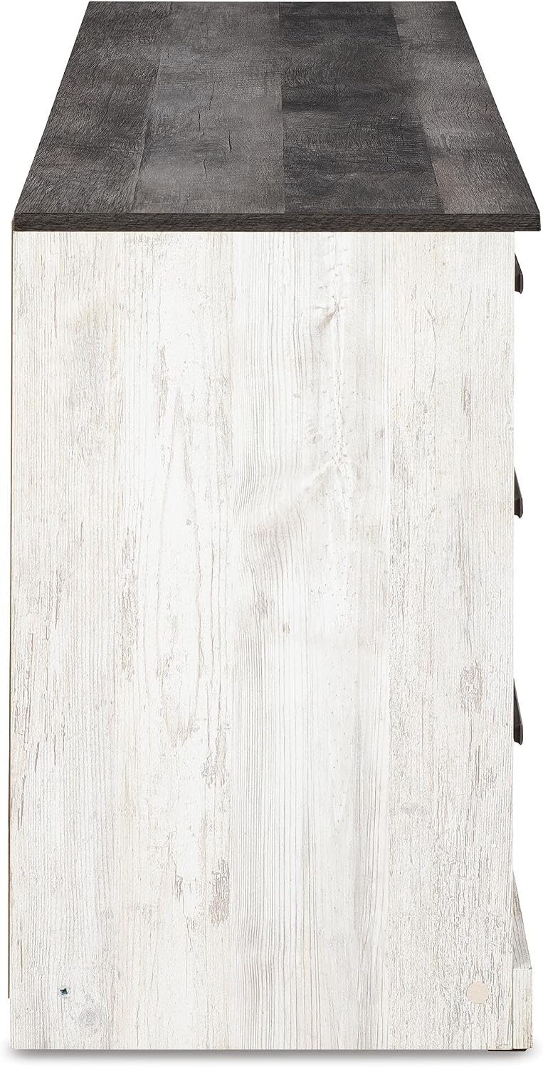 Signature Design by Ashley Shawburn 6 Drawer Dresser, Whitewash & Gray