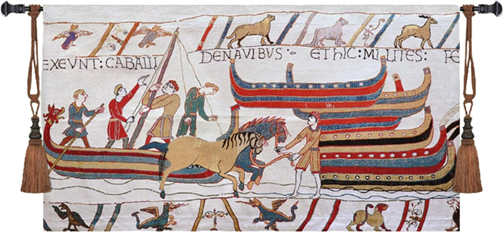ORIMONY Bayeux Woven Tapestry Reproduction, Norman Conquest Vintage Medieval Tapestry Wall Hanging for Room Decor (03-30L x55W)