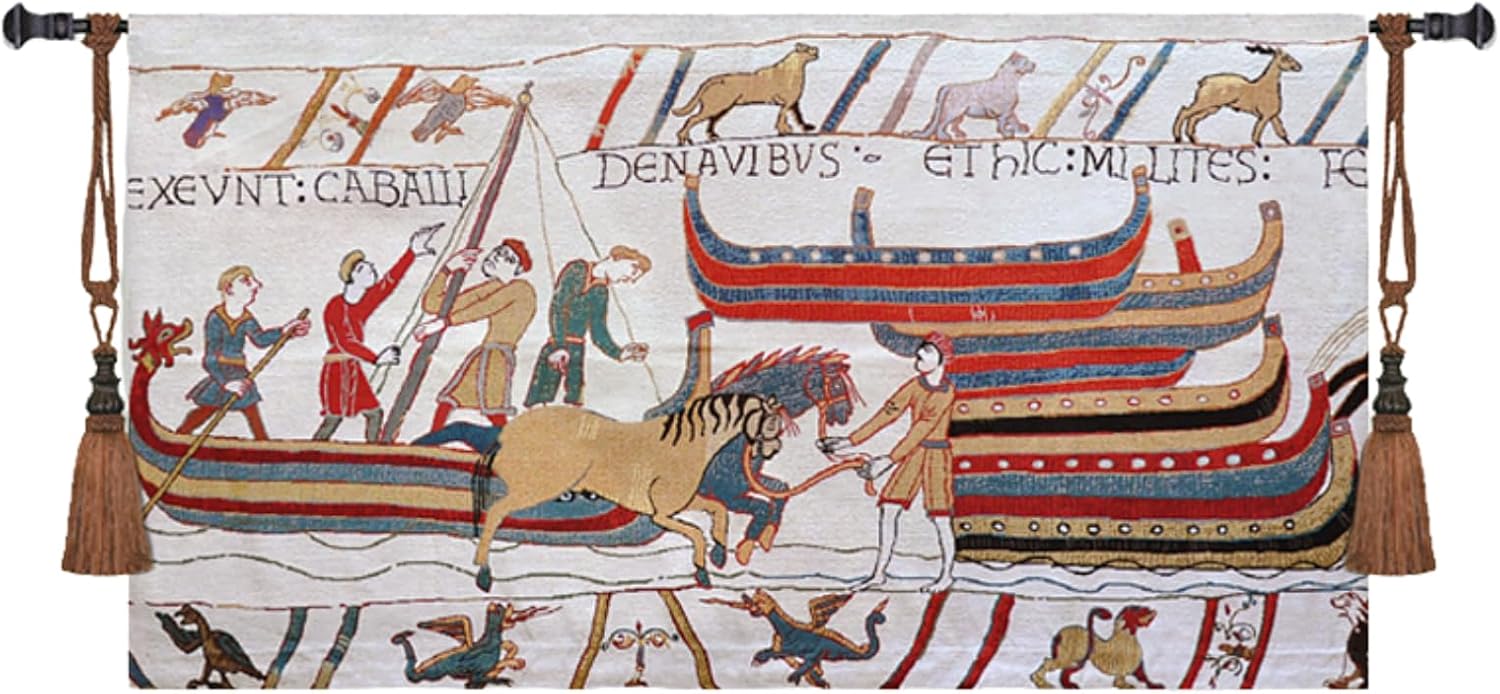 ORIMONY Bayeux Woven Tapestry Reproduction, Norman Conquest Vintage Medieval Tapestry Wall Hanging for Room Decor (03-30L x55W)