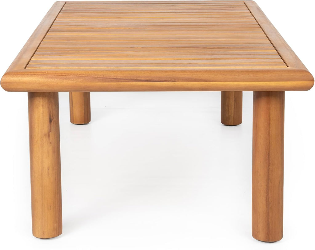 Christopher Knight Home Harra Outdoor Coffee Table for Patio Furniture Set, Weather Resistant Acacia Wood Accent Table, Rectangular End Table, Slat Panel Side Table for Yard Garden Porch, Teak