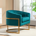 Container Furniture Direct Velvet Modern Accent Armchair - Luxury Gold Frame | Versatile Seating for Living Room, Bedroom, Office, Greenish Blue