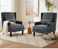 Accent Chairs Set of 2 for Living Room Chairs Modern Accent Chair Oversized Reading Chair for Living Room Sofa Chair with High Back and Wood Legs, Upholstered Comfy Chair for Bedroom(Dark Green)
