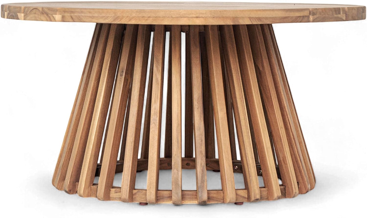 Christopher Knight Home Hakee Acacia Wood Patio Coffee Table, Round Coffee Table with Unique Wooden Base, Stylish Indoor/Outdoor Table, Easy Assembly, 31.5' x 31.5' x 16', Light Teak