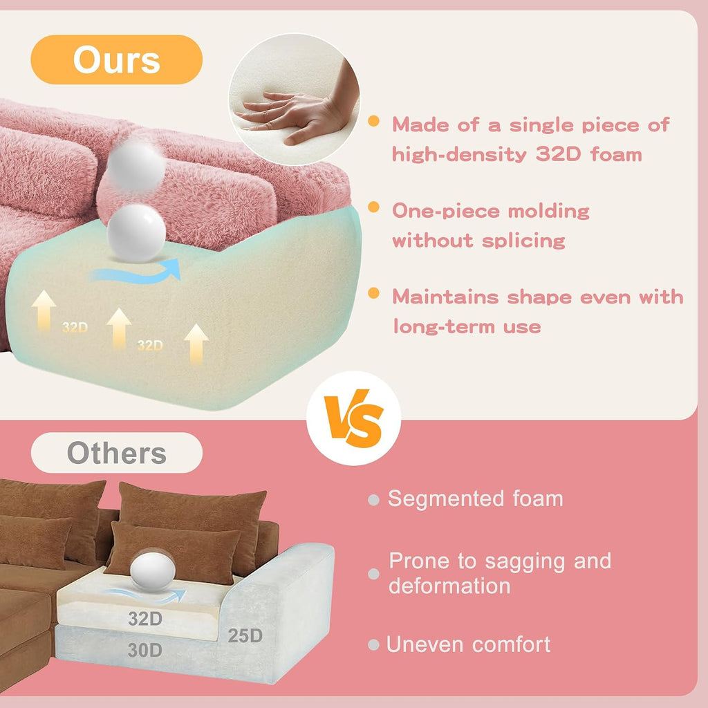 80-Inch Boneless Love Seat Couches in a Box, 2 Seat Modular Foam Cloud Sofa Floor Compressed Loveseat Couch W/Angle Armrests for Home Apartments Bedroom Living Room