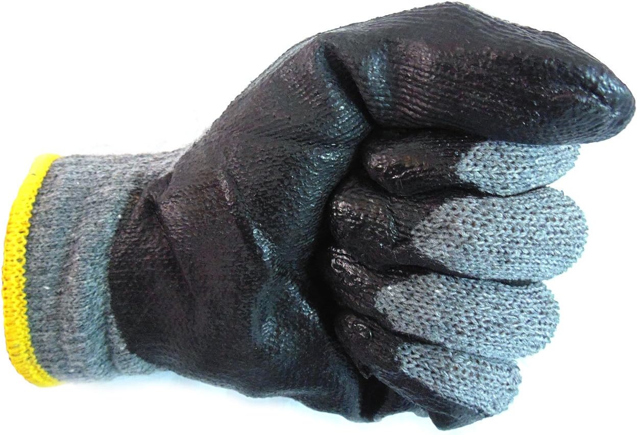 Heavy Duty Premium Knit Latex Palm Gloves, Double Dipped Coating, Black/Gray (BGEGBLK,240)