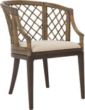 SAFAVIEH Furniture - Carlotta Rattan Arm Chair - Greige & White - Solid Wood - Coastal Open-Arm Design - Ideal for Living Room, Sunroom, Bedroom (SEA4013A)