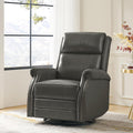 HULALA HOME Genuine Leather Swivel Rocker Recliner with Adjustable Backrest & Footrest, Manual Glider Recliner Chair with 360°Swivel Base, Home Theater Sofa Armchair for Living Room Bedroom, Grey