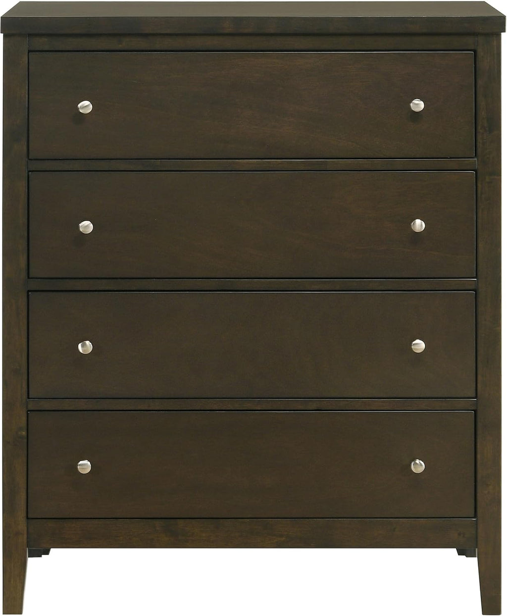 Coaster Home Furnishings - Wilkes - Wood - 4-Drawer Chest with Brushed Nickel Hardware, Center Metal Glides and Tapered Legs - Transitional - Bedroom - Dark Cocoa - 224425