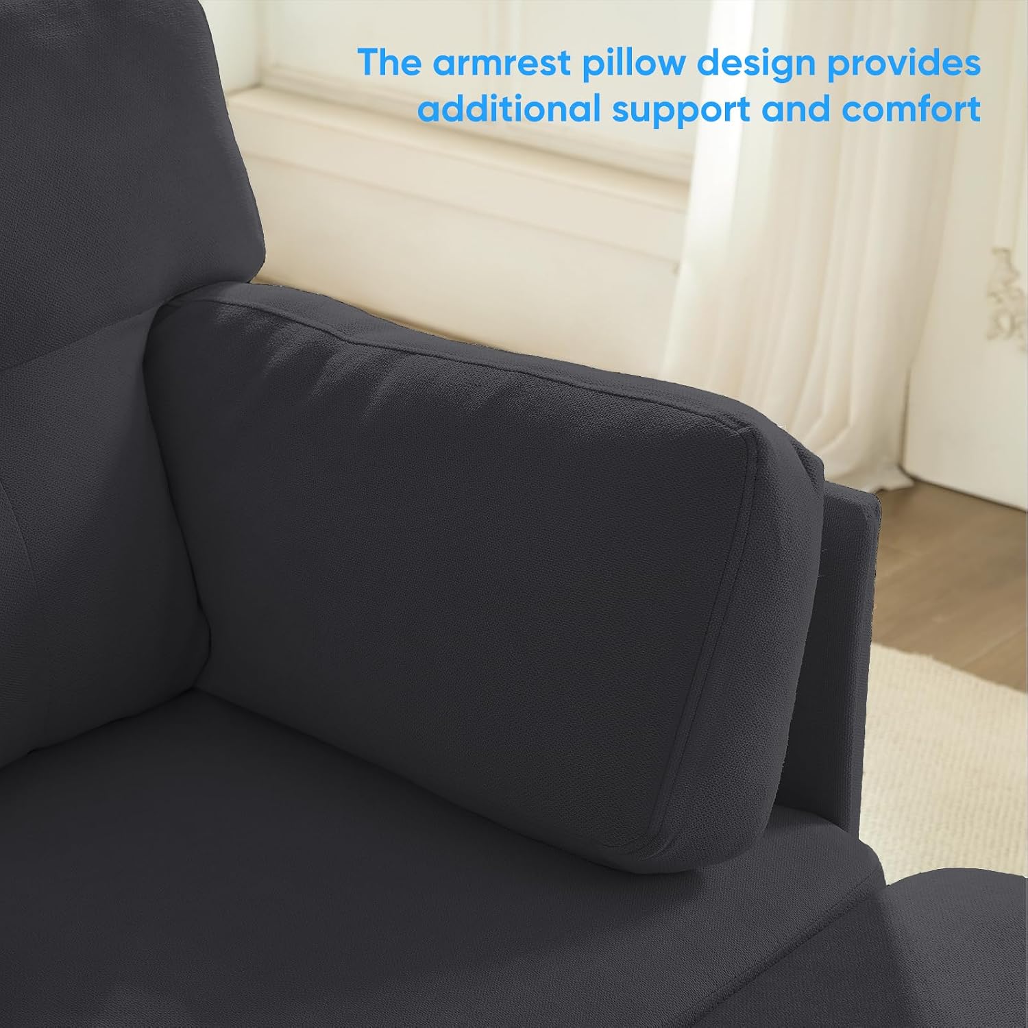 PUREMIND Sectional Couches for Living Room, Modern Snow Velvet U-Shaped Sofa Couch with Double Chaise, Upholstered 4 Seater Sofa with Double Chaise for Living Room, Apartment, Office, Dark Grey