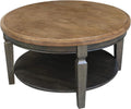 IC INTERNATIONAL CONCEPTS Vista Solid Wood Round Coffee Table in Hickory/Washed Coal