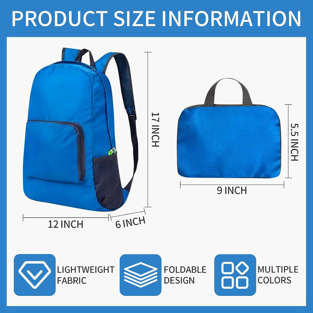 Sophproton 50 Pack Foldable Backpacks Bulk - 17 Inch Lightweight Travel Backpacks for Women & Men, Collapsible Backpack for Hiking, Gym,Homeless (10 Color Options)
