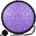 Steel Tongue Drum Lotus Handpan Drum 14-inch 15 Notes, Percussion Steel Drum Instrument with Travel Bag, Mallets, Note Sticker, for Meditation, Yoga