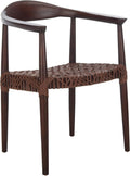 Safavieh Home Juneau Walnut and Brown Leather Woven Accent Chair