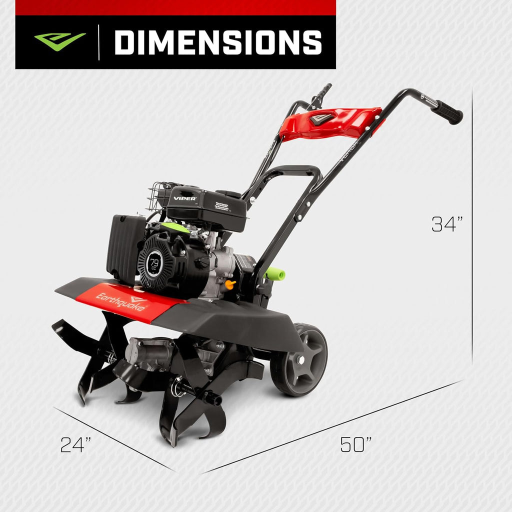 Earthquake 20015 Versa 2-in-1 Tiller Cultivator with a 99cc 4-Cycle Viper Engine, 2-in-1 Front Tine Tiller and Cultivator, Removable Side Shields and Outer Tines