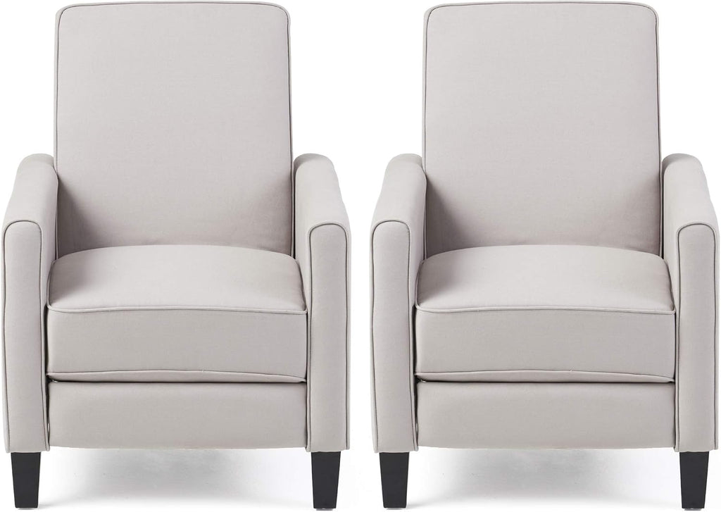 Christopher Knight Home Emmie Fabric Recliner (Set of 2), Light Gray, Dark Brown