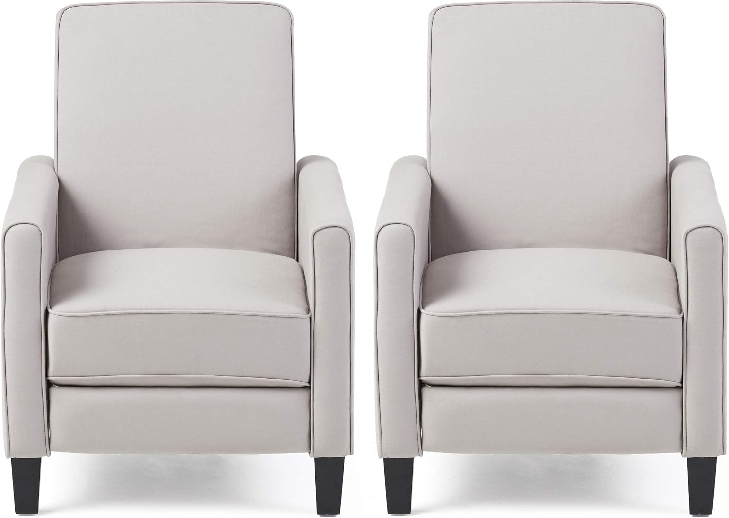 Christopher Knight Home Emmie Fabric Recliner (Set of 2), Light Gray, Dark Brown