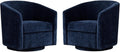 Zihanhome Chenille Swivel Accent Chairs Set of 2, No Assembly Upholstered Armchair, 360°Rotating Barrel Chairs for Living Room, Bedroom, Apartment & Reading Nook (2, Dark Blue)