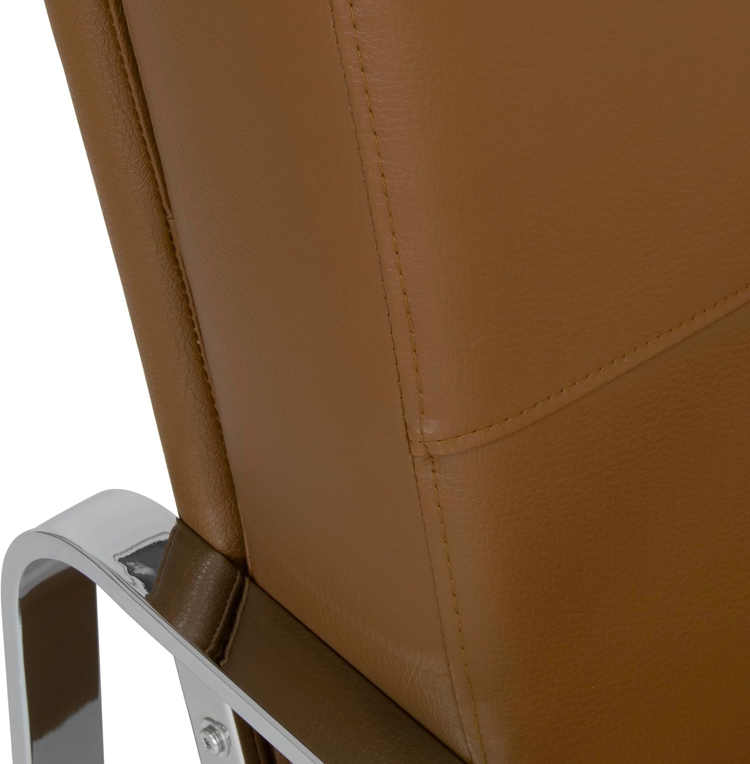 Studio Designs Home Allure Modern Accent Chair in Blended Leather, Chrome/Caramel