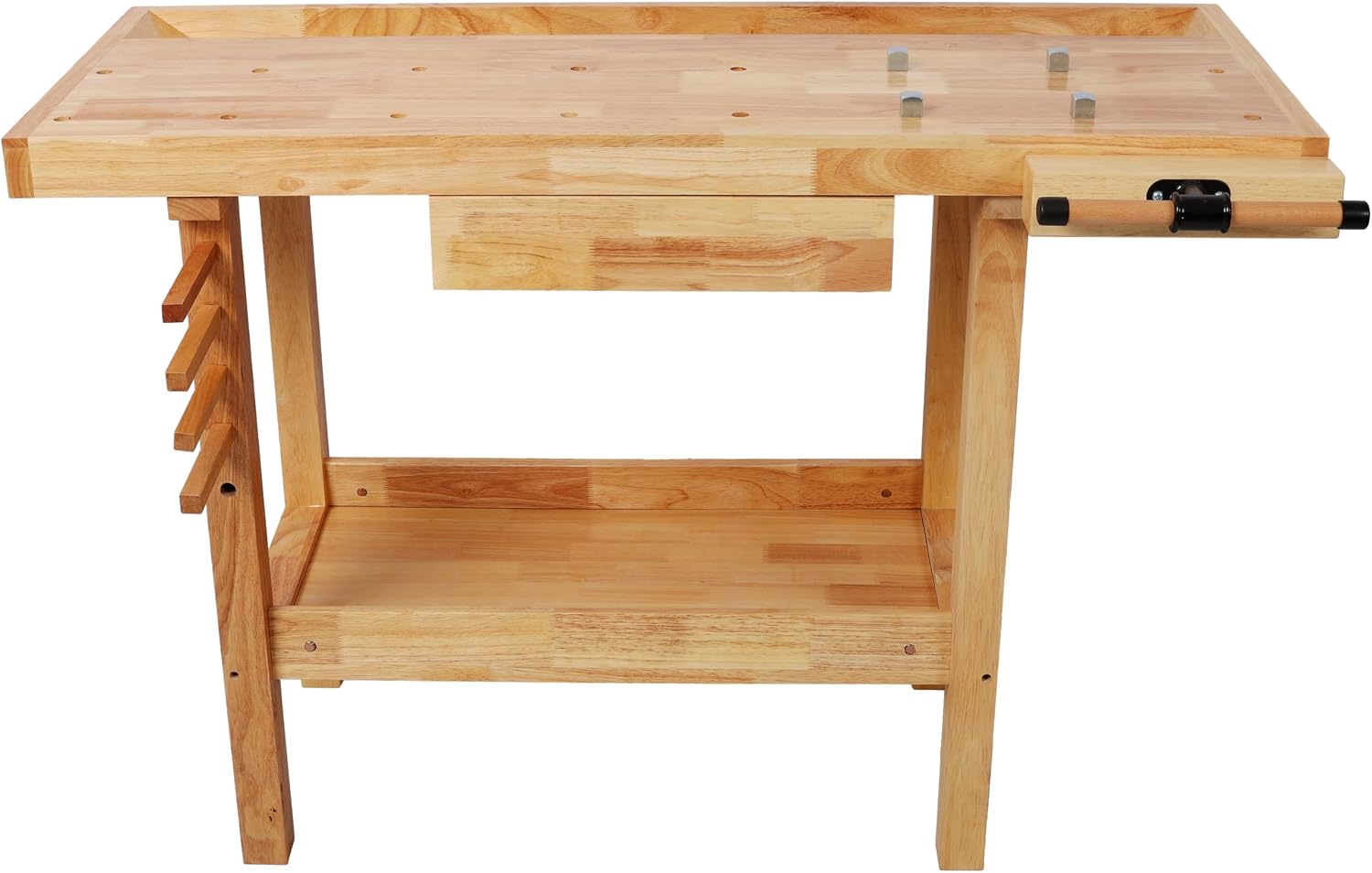 Montary 48' Wood Workbench, Heavy Duty Woodworking Bench with Adjustable Handle, 330Lbs Load Capacity Woodworking Table Work Bench with Drawer & Shelf for Garage, Workshop, Home Storage